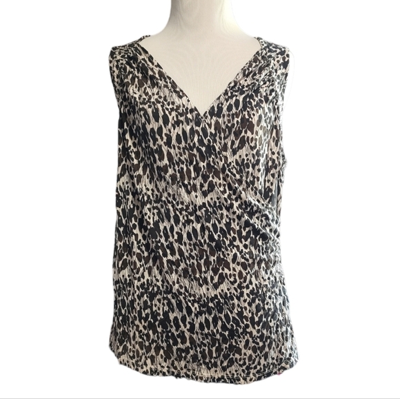 Ann Taylor Brown and Cream Sleeveless Top Size XL - Picture 1 of 5